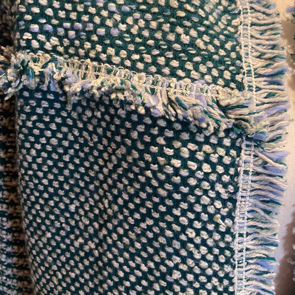 CHICO’S NWT Open Front Structured Tweed Teal Cardigan Size 1 (M) MSRP $119 - Picture 3 of 10